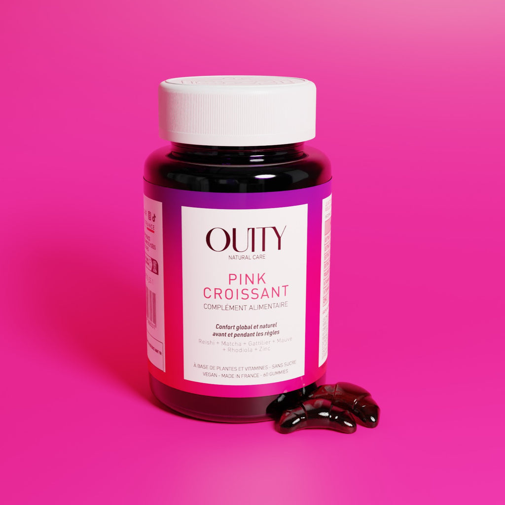 Pink Croissant gummies anti syndrome prémenstruel et douleur de règles par Ouity natural care