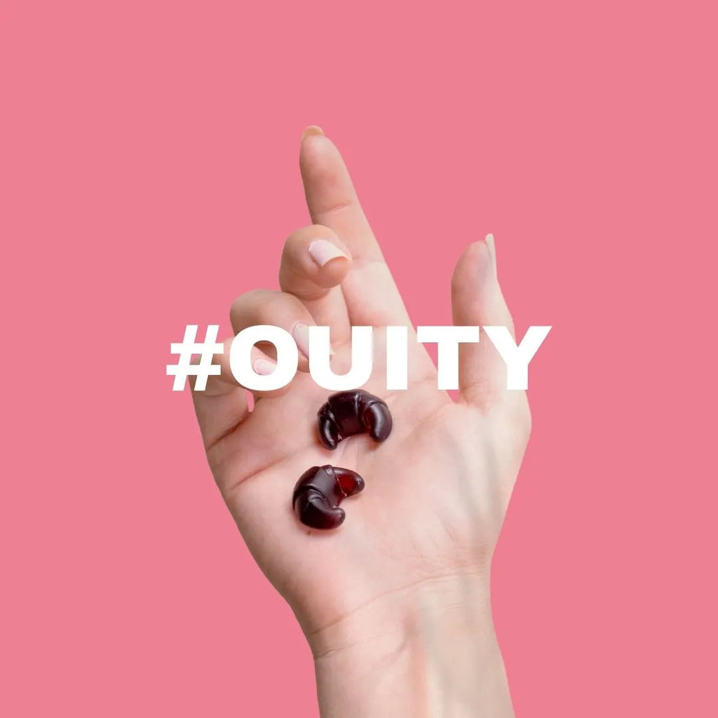 Prendre 2 gummies par jour pour lutter contre les douleurs de règles. Ouity a créé un complément alimentaire sous forme de petits croissant rose, aussi délicieux qu'efficaces contre les règles douloureuses. 